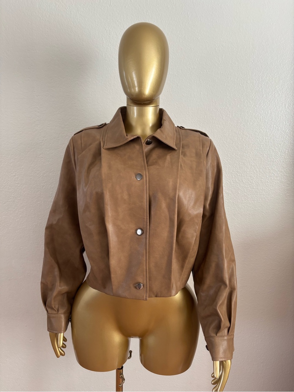 Classic Brown Leather Bomber Jacket - Women